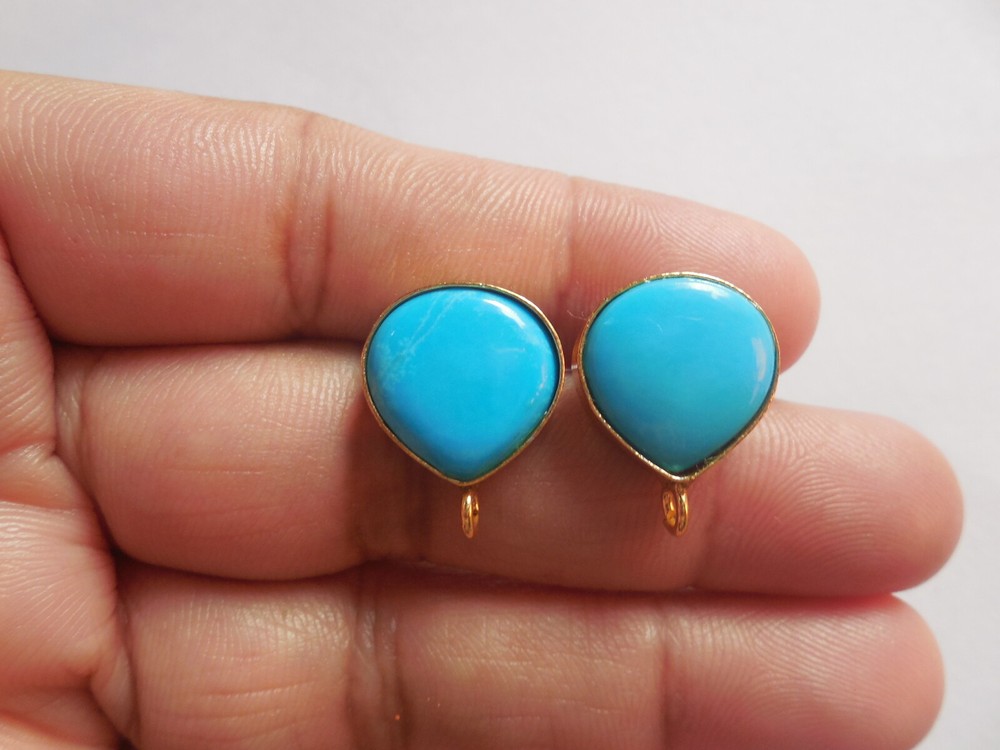 Turquoise Stud Connector Ear Post Earring Gemstone Jewelry Making Charm DIY