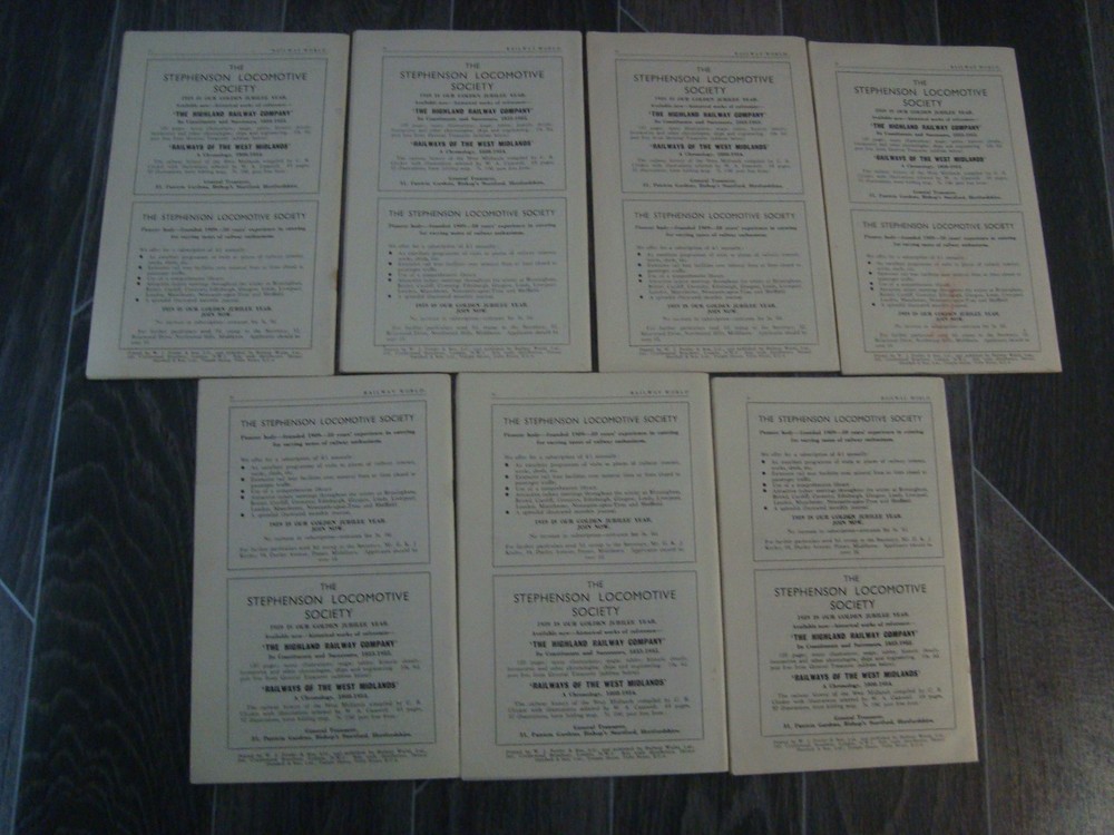 7 x 1959 Railway World Magazines