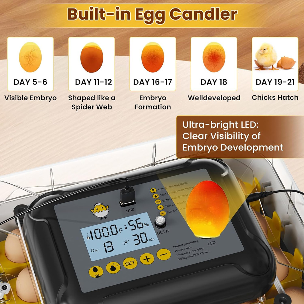 Incubators for Hatching Eggs, 30 Chicken Eggs Incubator with Automatic Egg Turni