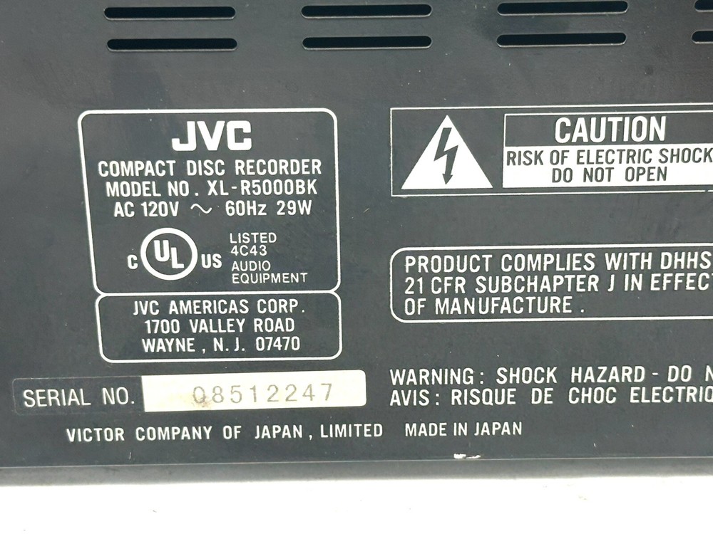 JVC XL-R5000 Digital Multi CD Compact Player & Recorder, Left Side Working Only