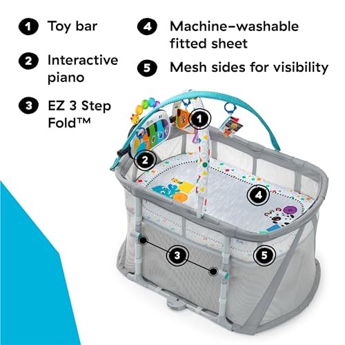 BABY EINSTEIN KICK & SNOOZE 3-IN-1 FOLDABLE PLAYARD BASSINET - Scratch & Dent