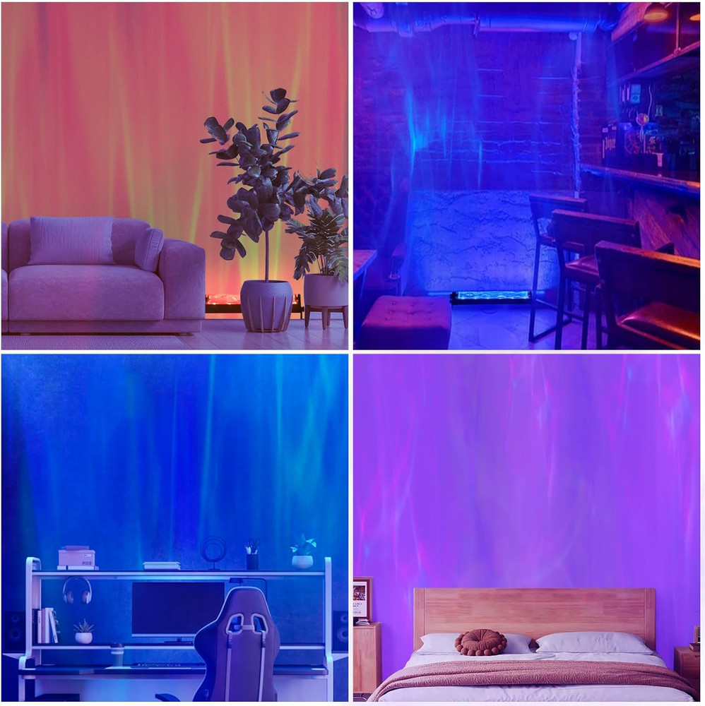 12W RGBW LED Dynamic Wave Wall Light - Flowing Water & Aurora Visual Effects, Co