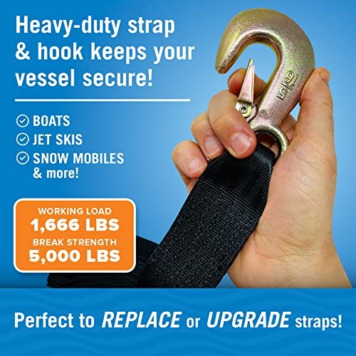 Boat Trailer Winch Strap with Hook, Heavy Duty Replacement for Hand 5000 Lbs