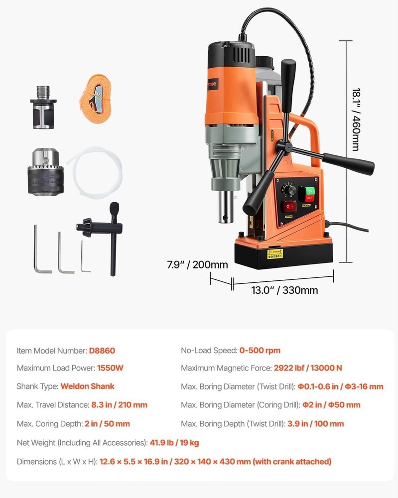 1550W Magnetic Drill Press - 2