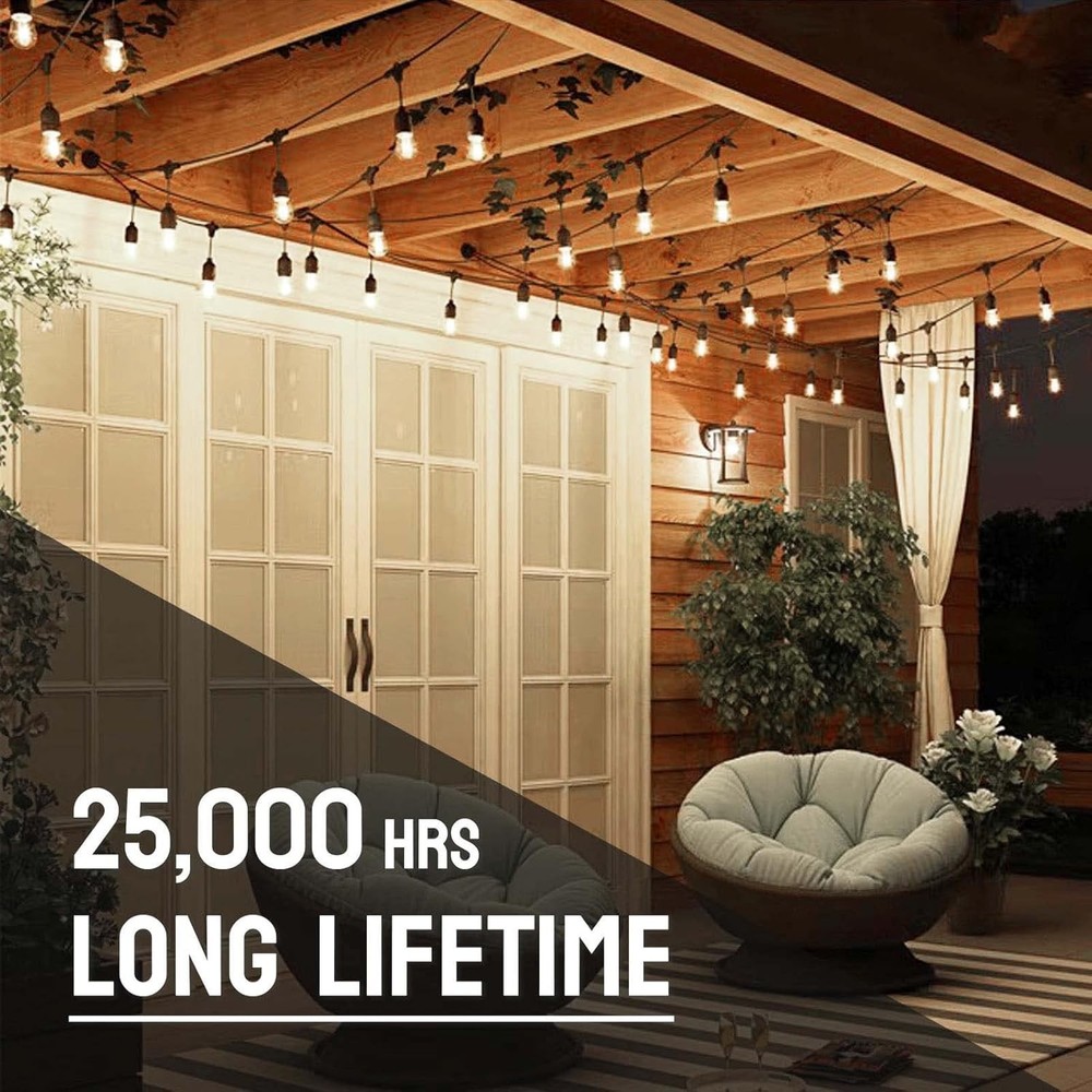 24-Pack String Light Bulbs, S14 Outdoor Waterproof Replacement Bulb, E26 Base