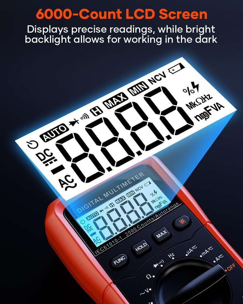 Compact MS8233D Multimeter for Accurate AC/DC Measurements & Non-Contact Testing