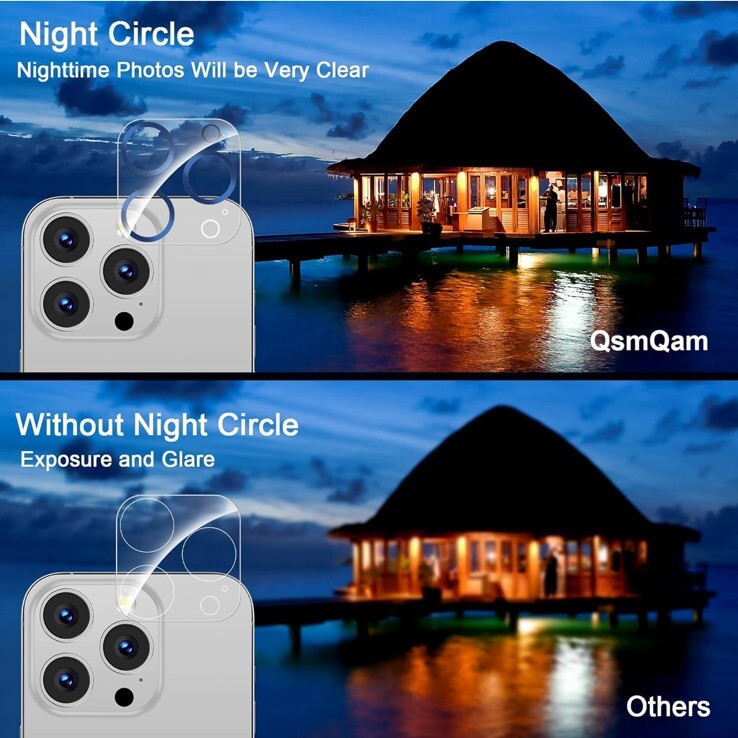 QsmQam 4-pack Camera Lens Protector for iPhone 15 pro,/pro max & 16 pro/pro max