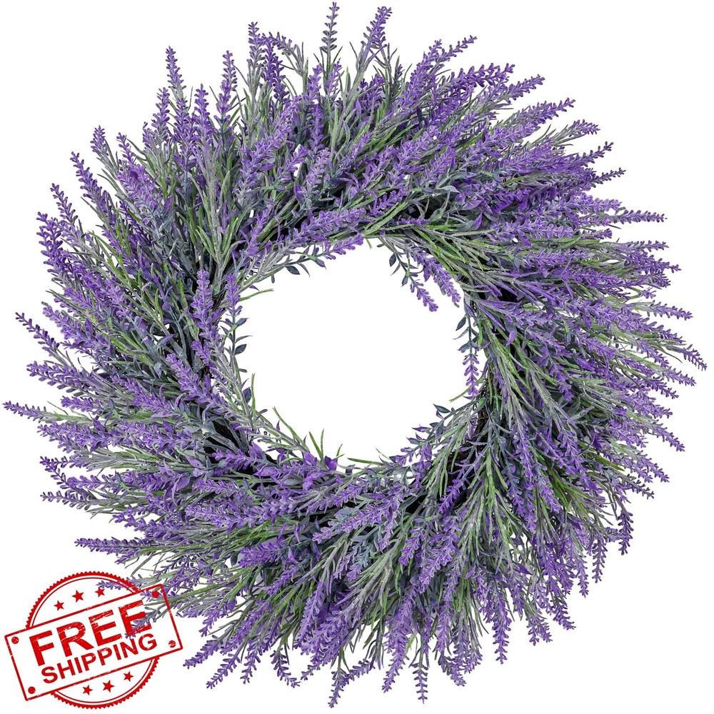 LZNPA 20" Lavender Spring Summer Wreath for Front Door Elegant