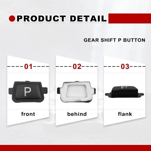 Gear Shift P Button, Lever Parking P Button Cover Cap Black, Compatible with 3'