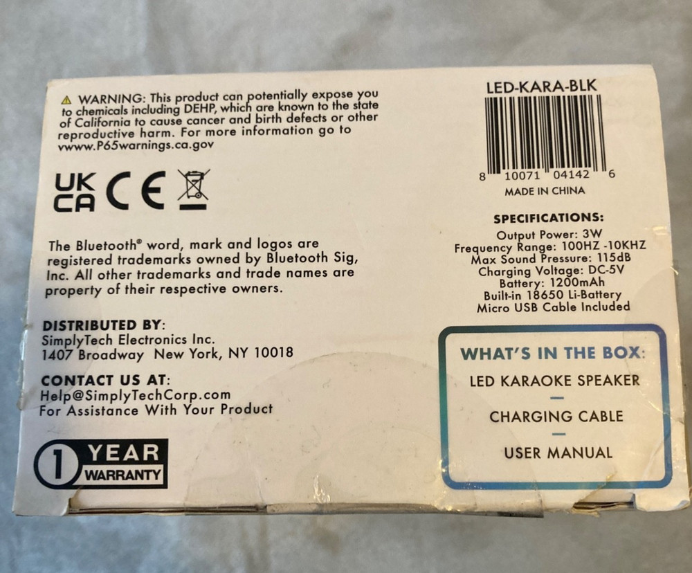 Simply Tech Light Up Karaoke Microphone Speaker Multicolor Bluetooth