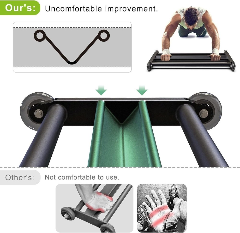 Glute Ham Glider Multi-Functional Hamstring Roller W/ Smooth Wheels V-Bar