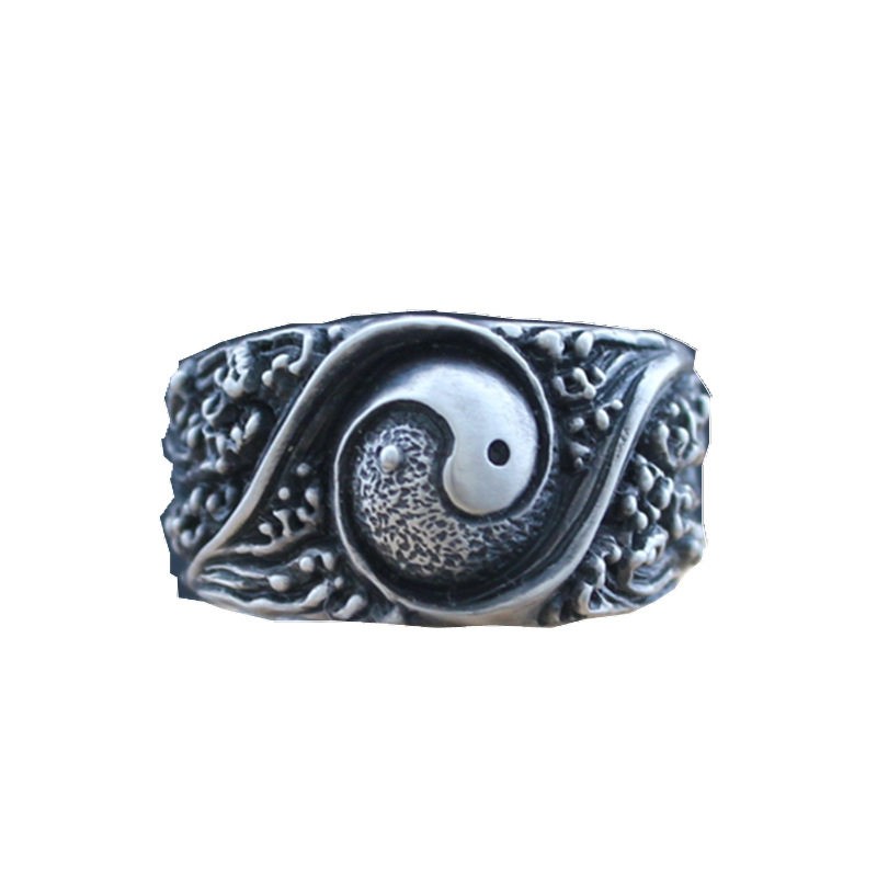 Tai Chi Ancient Silver Transport Ring Adjustable Men's Ring