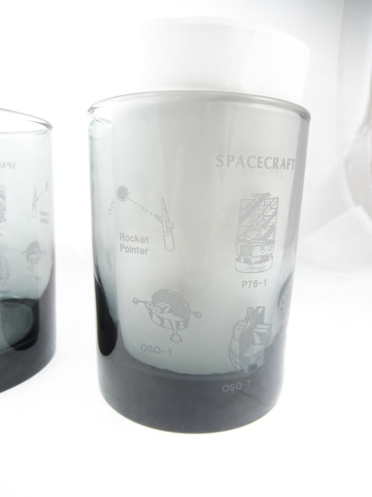 2pc Set Aerospace Systems Division Spacecraft Drinking Glasses 4"