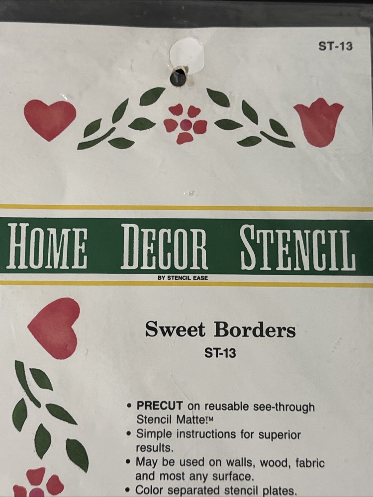Home Decor Stencil Ease ST-13 Sweet Borders New & Sealed With Instructions