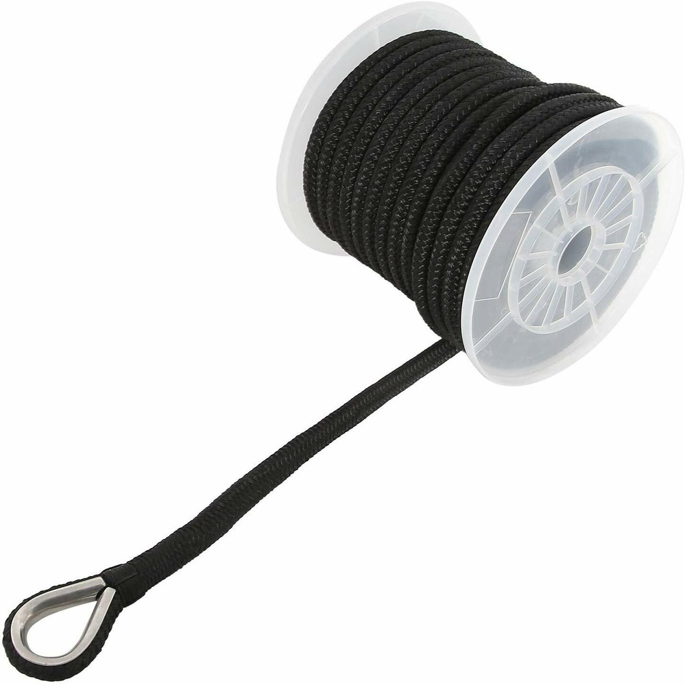 NovelBee 1/2"X 150' Double Braid Nylon Anchor Line with Stainless Thimble