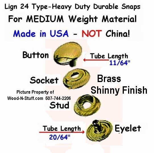 10 Sets ~BRASS - Medium thick Material LEATHER SNAP FASTENERS ~ NO TOOLS