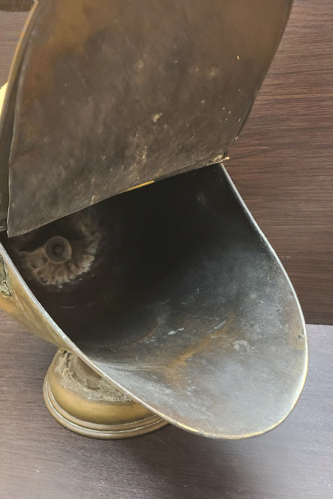 Victorian Brass Helmet Coal Scuttle - Coal Bucket