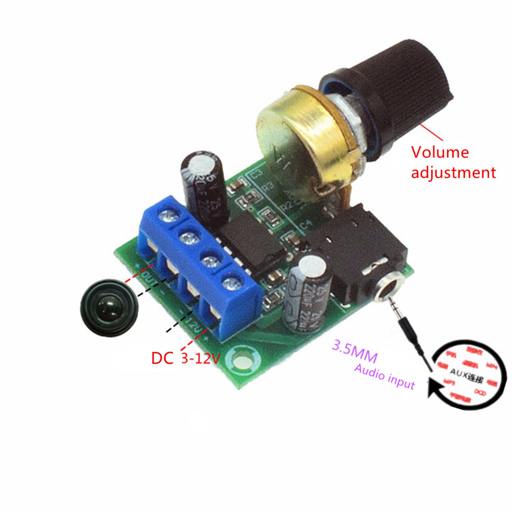 2* Adjustable Volume LM386 Mini Audio Power Amplifier Board DC3~12V Module E