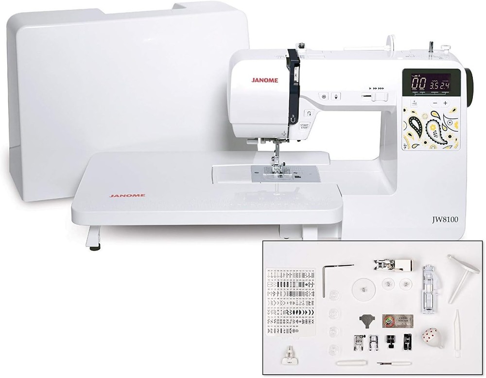 Janome JW8100 Fully-Featured Computerized Sewing Machine with 100 Stitches, 7 Bu