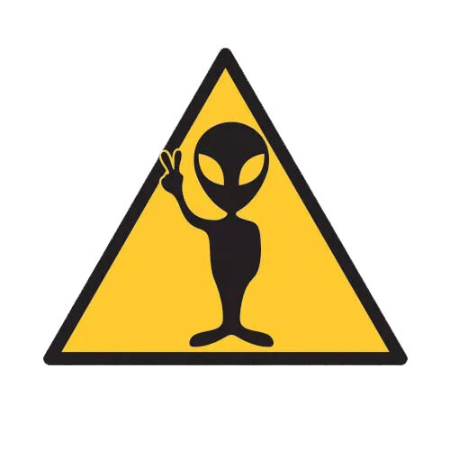 Alien Caution Sign Sticker Decal
