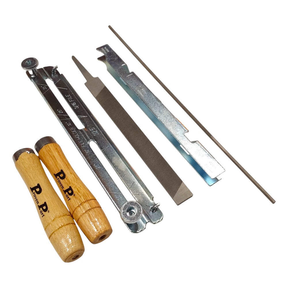 1/8" Chain File Sharpening Kit Includes 2 Files, 2 Handles and File Holder