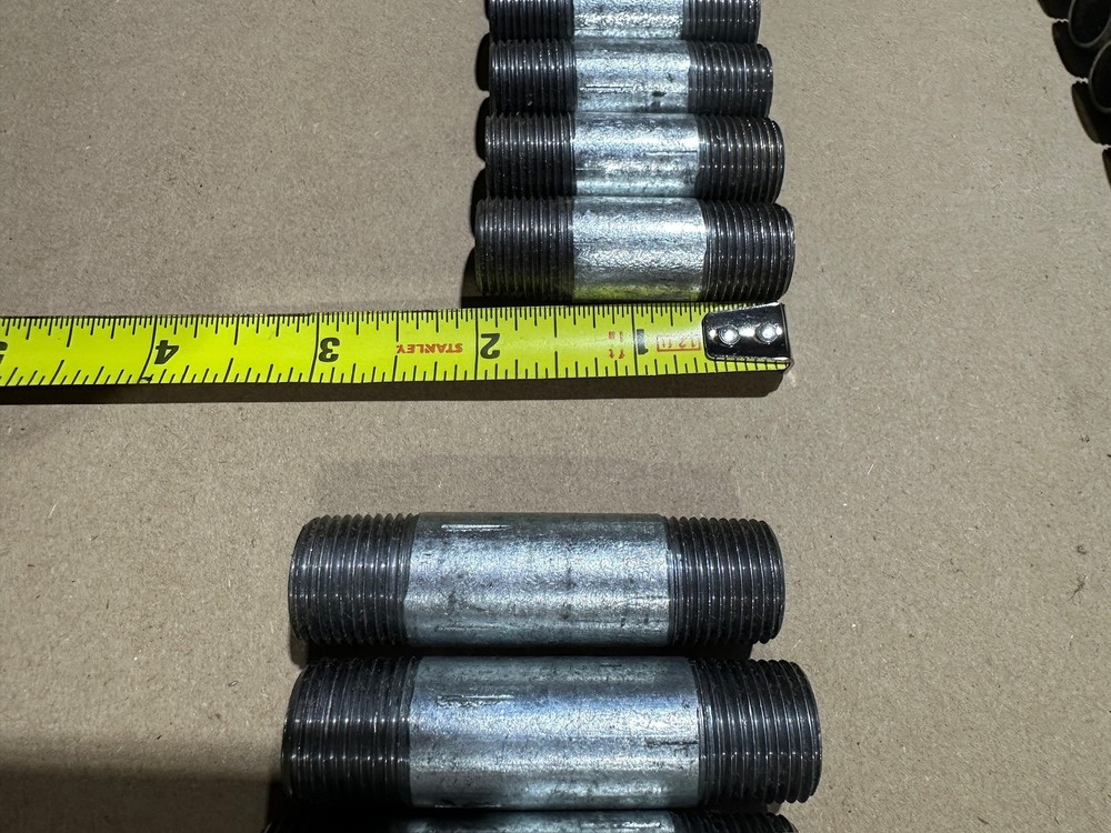 66x Pack Pipe Nipple Assorted Galvanized Steel 3/8" Dual Thread Multiple Sizes