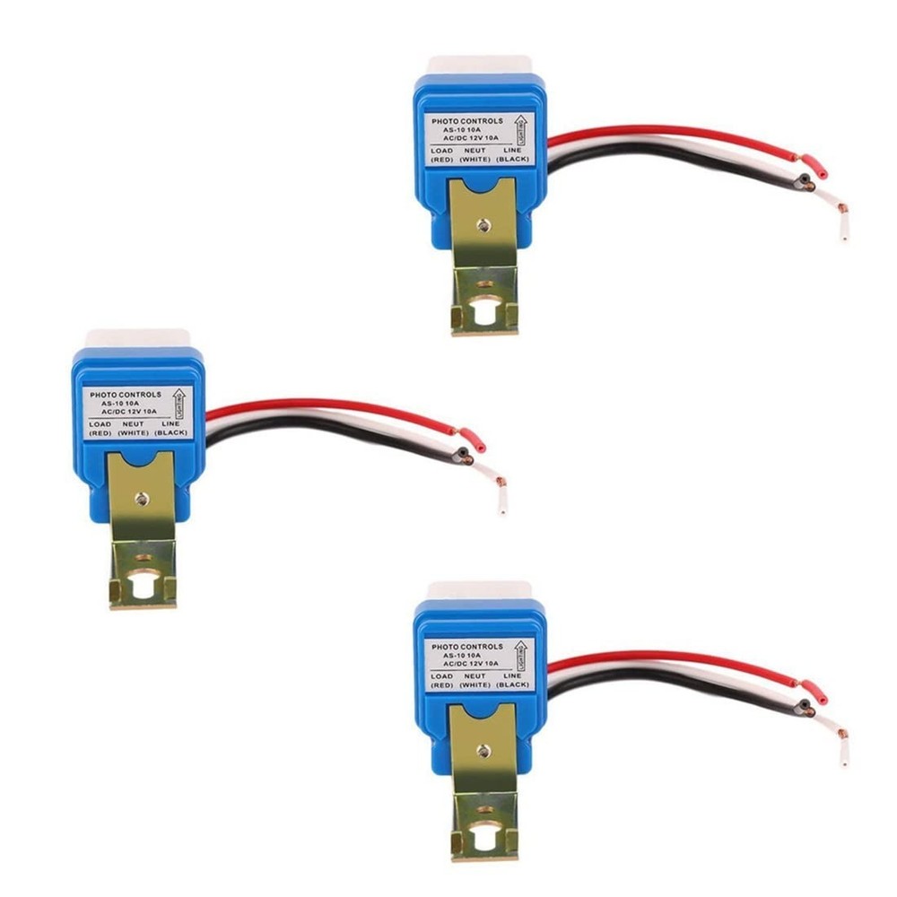 3 Pcs IP54 Light Sensor Switch - Automatic Dusk to Dawn Control for 12V Systems