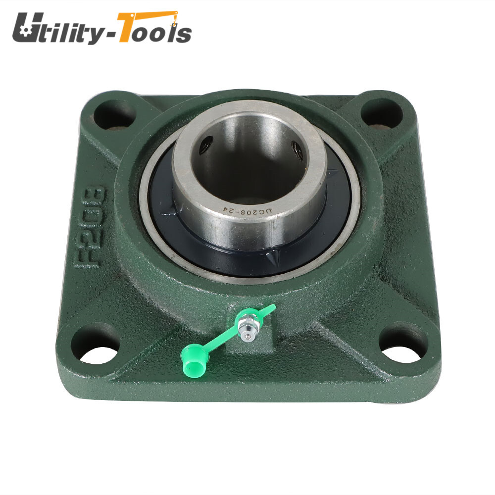 2 Pack UCF208-24 Pillow Block Flange Bearing 1.5" Bore 4 Bolt Solid Base New