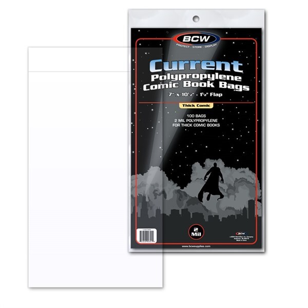 100 BCW Current / Modern Thick Comic Book Poly Bags + Acid Free Backer Boards