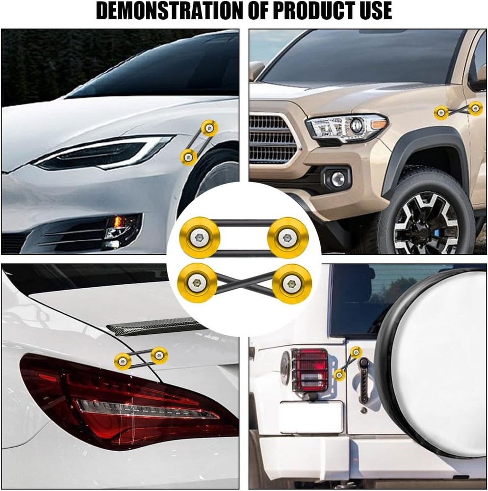 Quick Release Kit, Quick Release Front Rear Bumper Fasteners Hol Color: Yellow