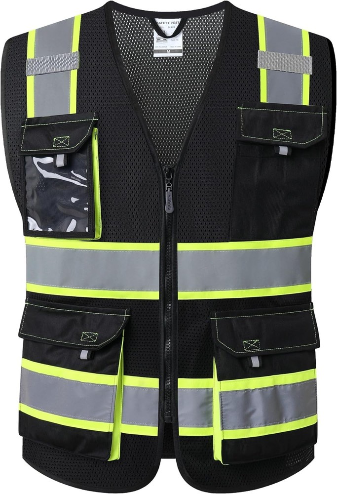 Hi Vis Safety Vest Mesh Black Size L
