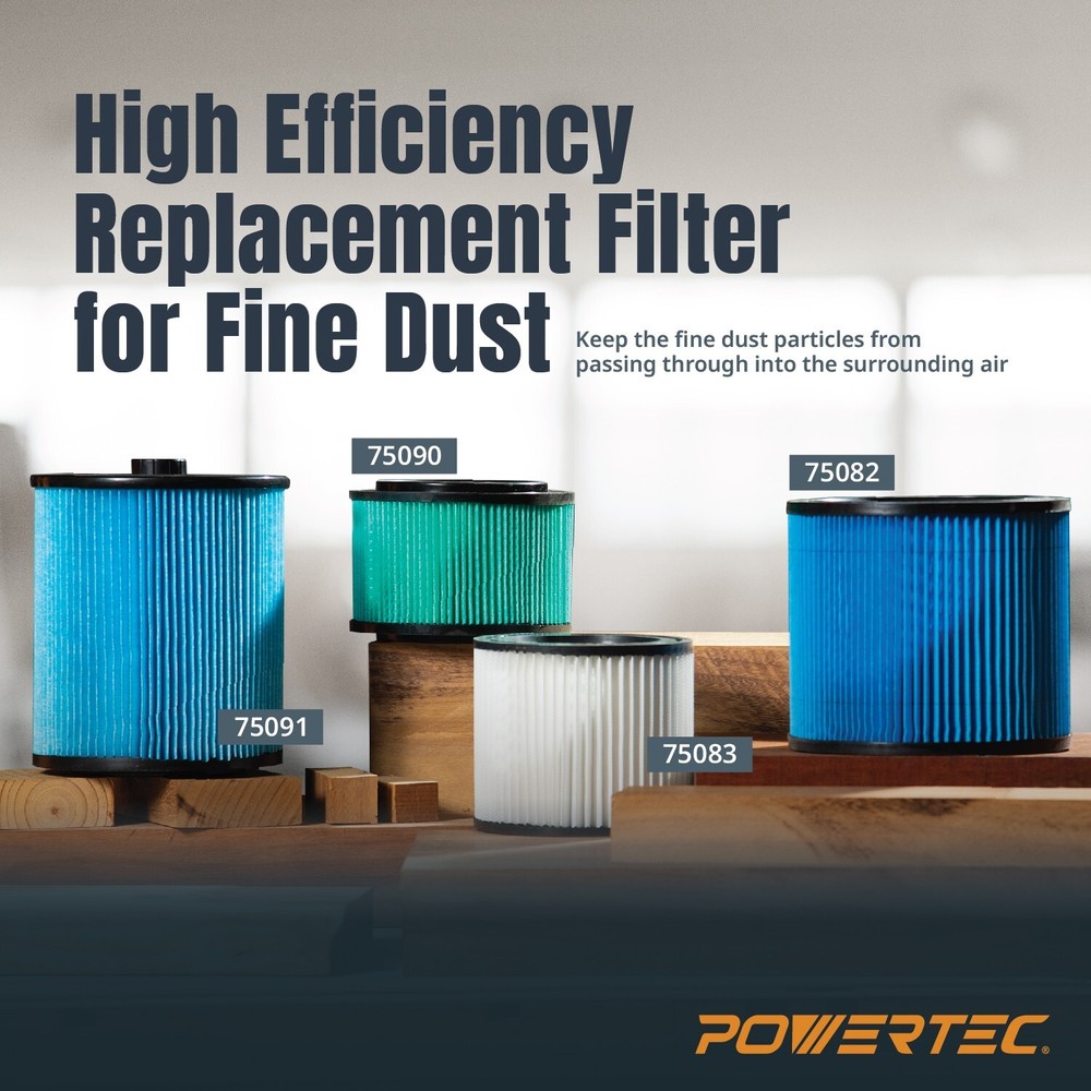 POWERTEC High Efficiency Filter Replacement for 90350/90304/90344 (75082)