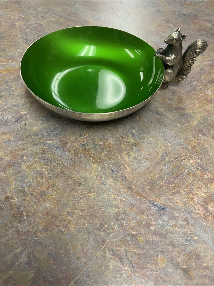 REED AND BARTON GREEN ENAMEL NUT DISH