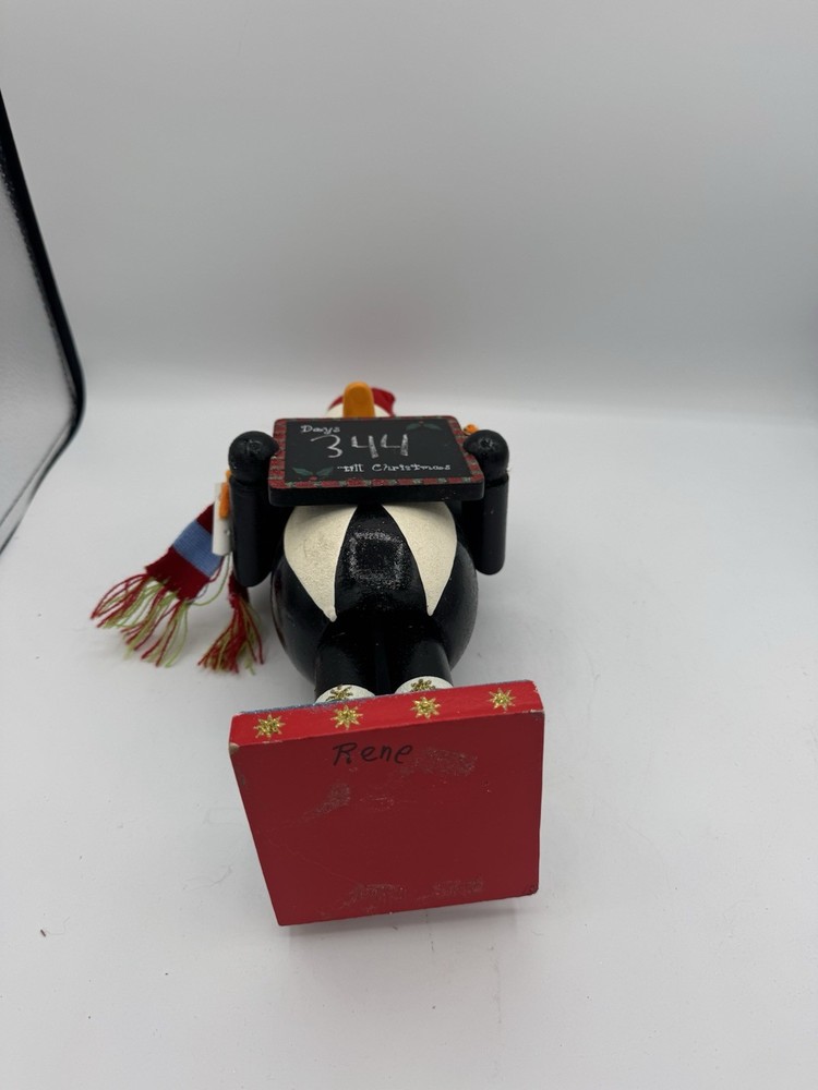Wood Penguin Countdown Christmas Nutcracker With Chalk EUC
