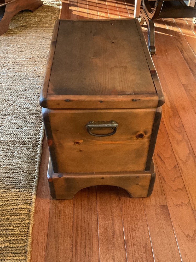 VTG Child's Hand Made Solid Pine Chest with Attached Stand