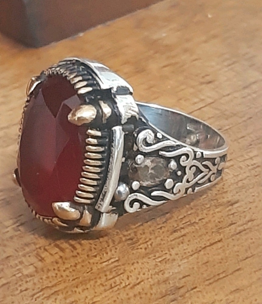 925 SILVER RING Men Solitaire Spinel Ring Sterling Man $