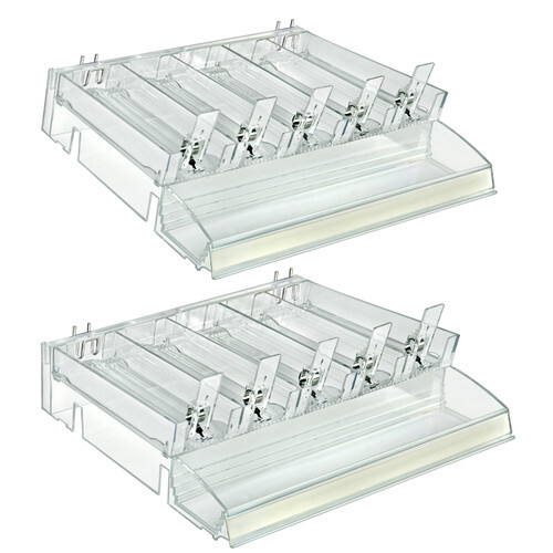 Azar Displays Adjustable Short Divider Bin with Tester, Clear, 2-Pack