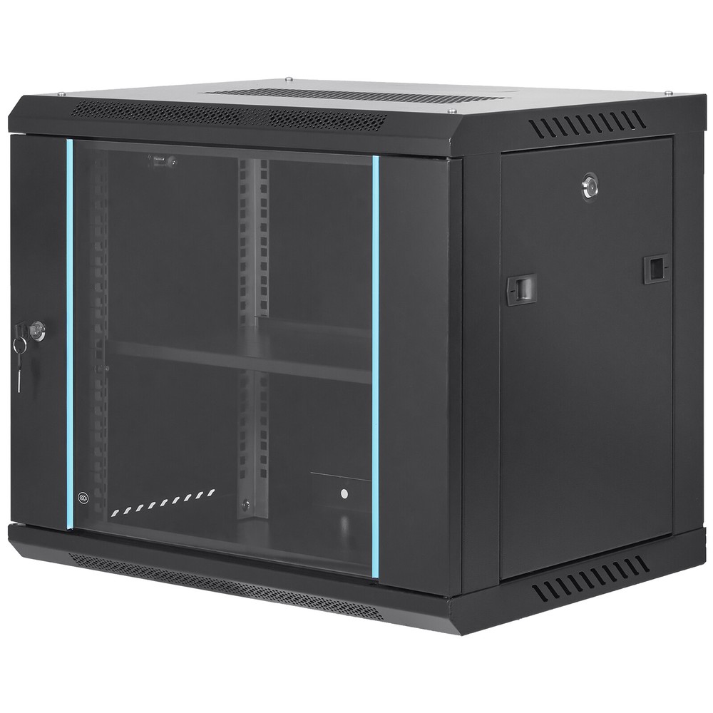 VEVOR 9U Wall Mount Network Server Rack Cabinet Enclosure 15.5'' Deep Door Lock