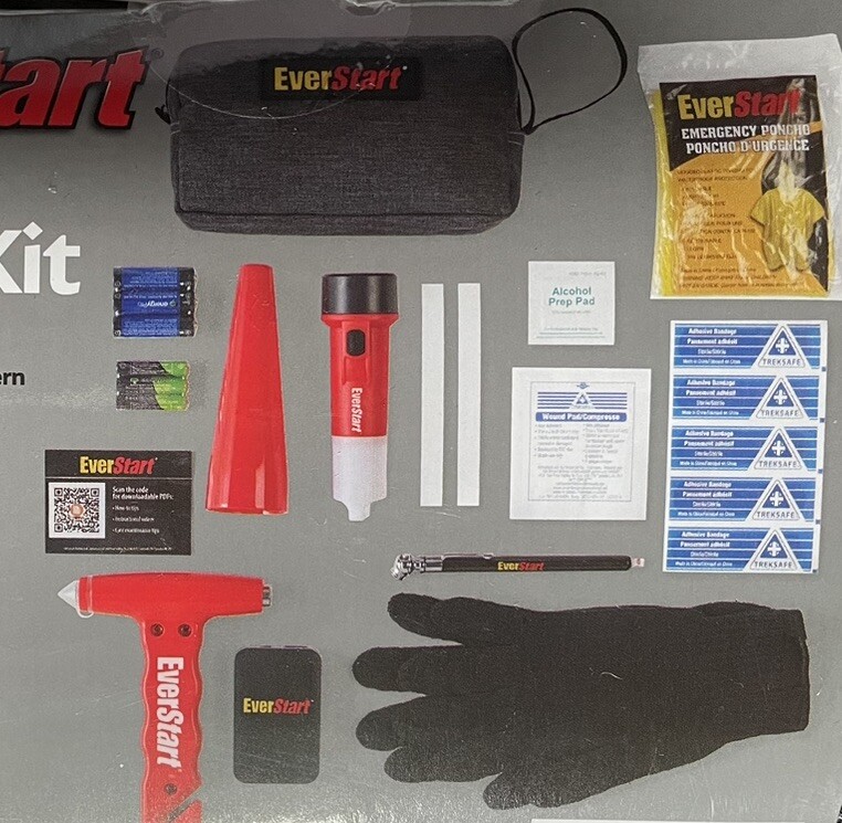 EverStart Roadside Safety Kit Multi Functional Roadside Emergency Kit Glovebox