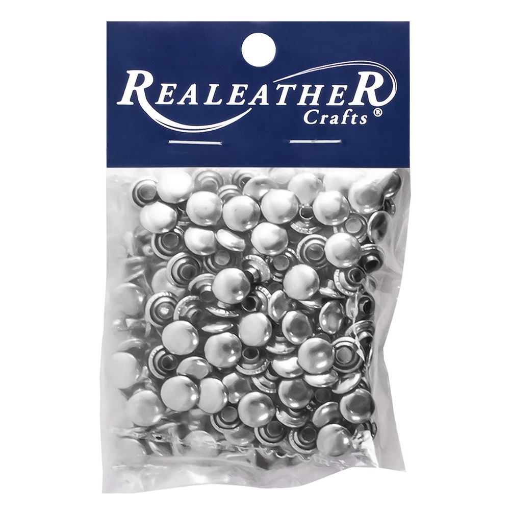 Realeather(R) Crafts Medium Rivets 100/Pkg-Nickel - 3 Pack