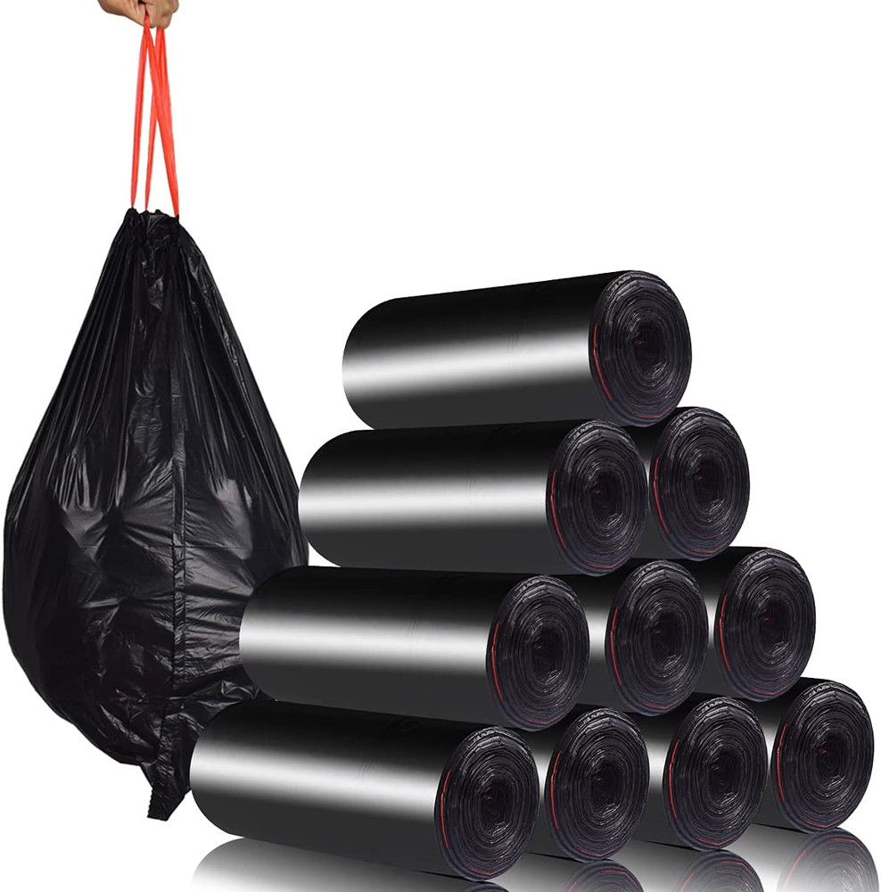 Trash Bags Drawstring Garbage Bags-Coocn Thicker Heavy Bathroom Trash Can