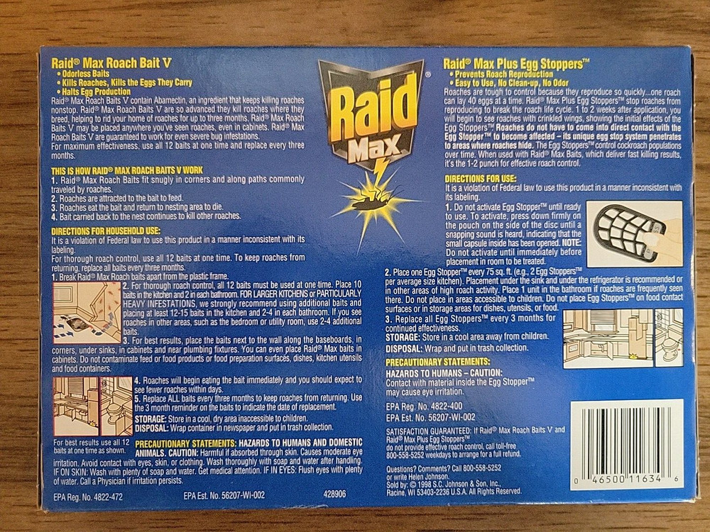 Raid Double Control 12 Small Roach Baits + 3 Egg Stoppers Kills & Sterilizes
