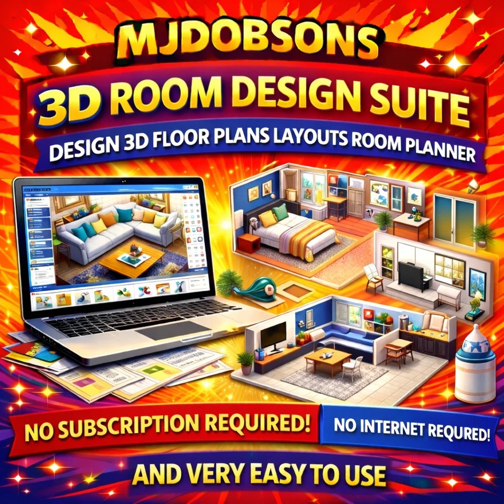 Home Room Design Software – 3D Home & Bathroom Planner USB
