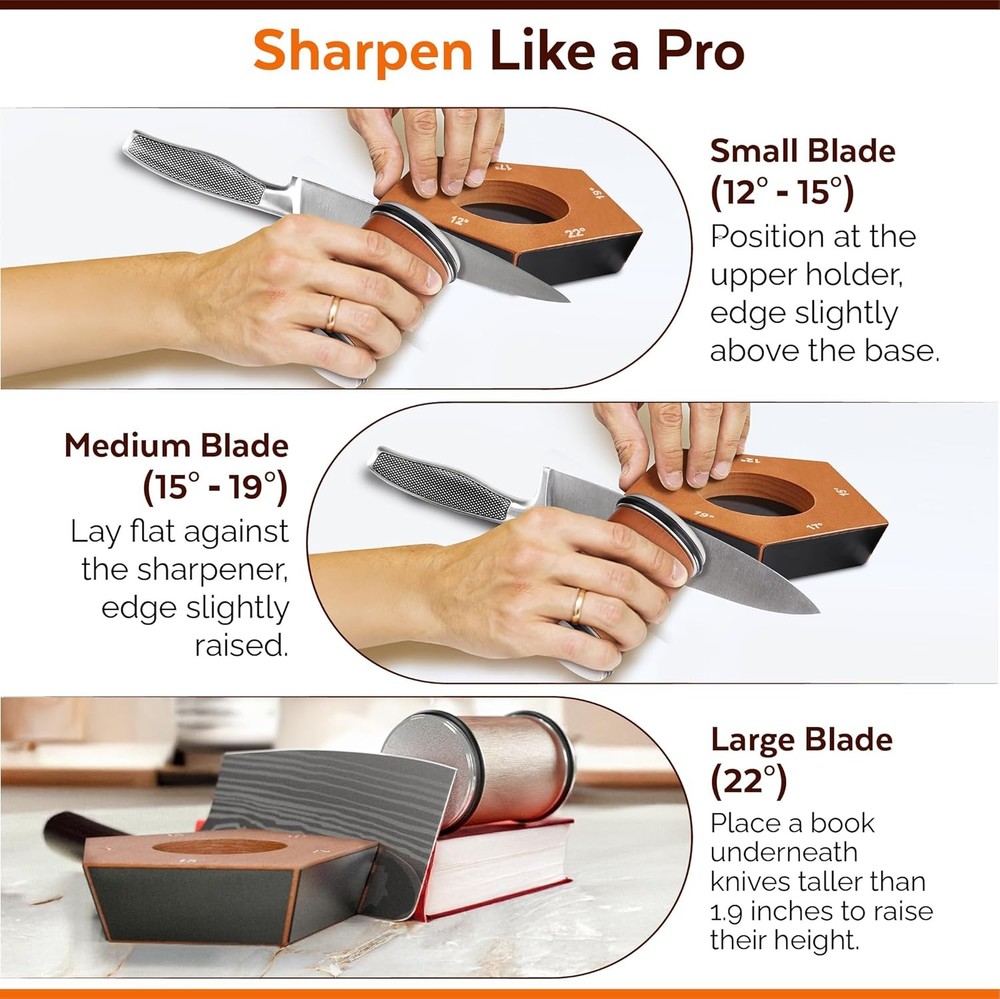 Rolling Knife Sharpener Kit - Dual-Grit Diamond & Ceramic Wheels