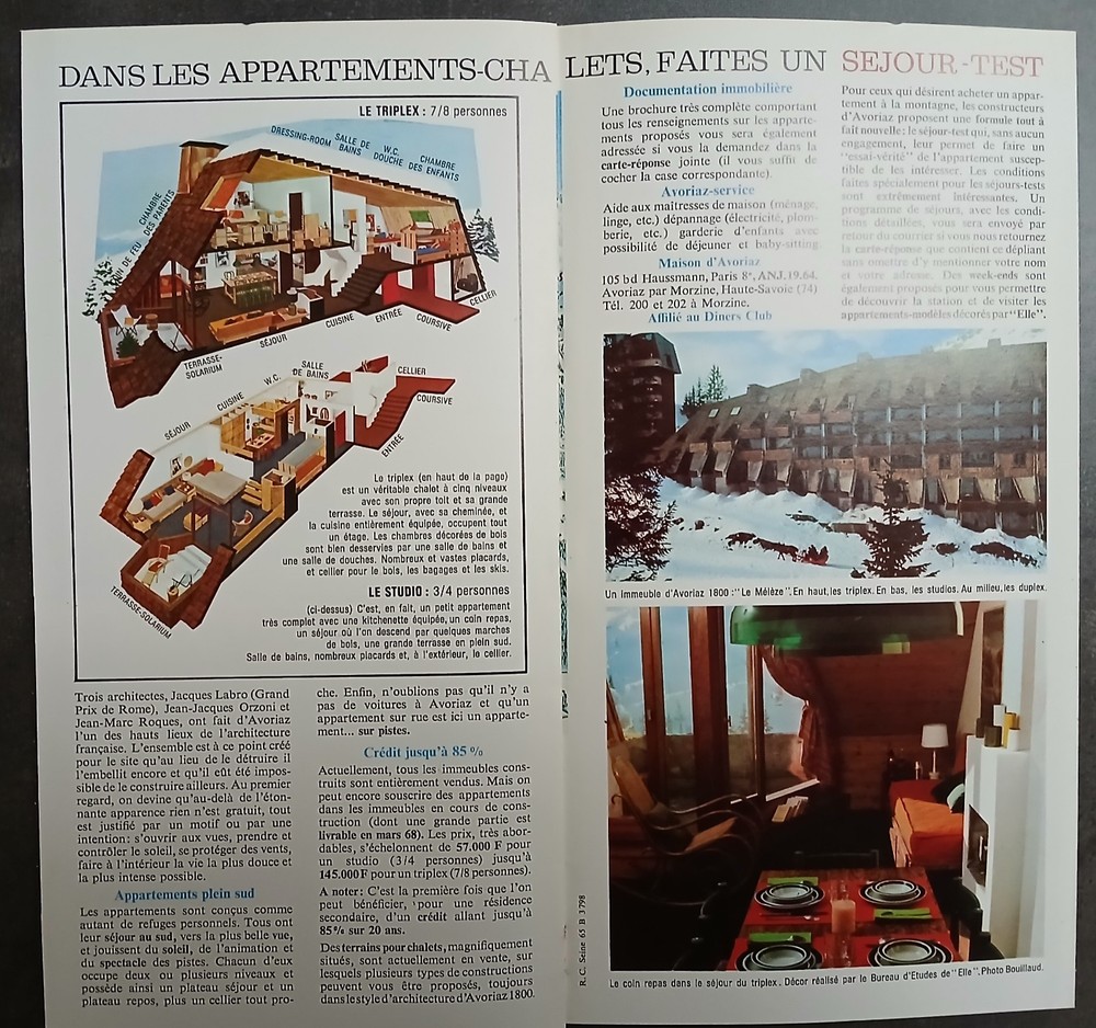 Avoriaz 1800 - Advertising insert 1968