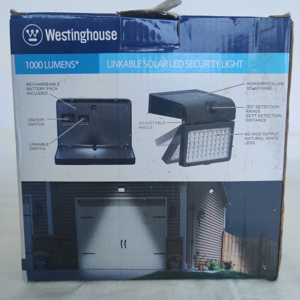 Solar Motion Activated LED Security Light 1000 Lumens Linkable Westinghouse
