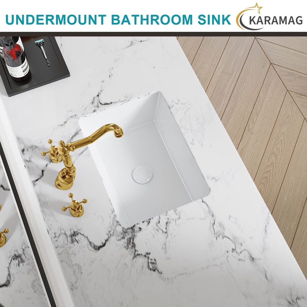 16 Inch Undermount Bathroom Sink Small Rectangle Undermount Sink White Cerami...