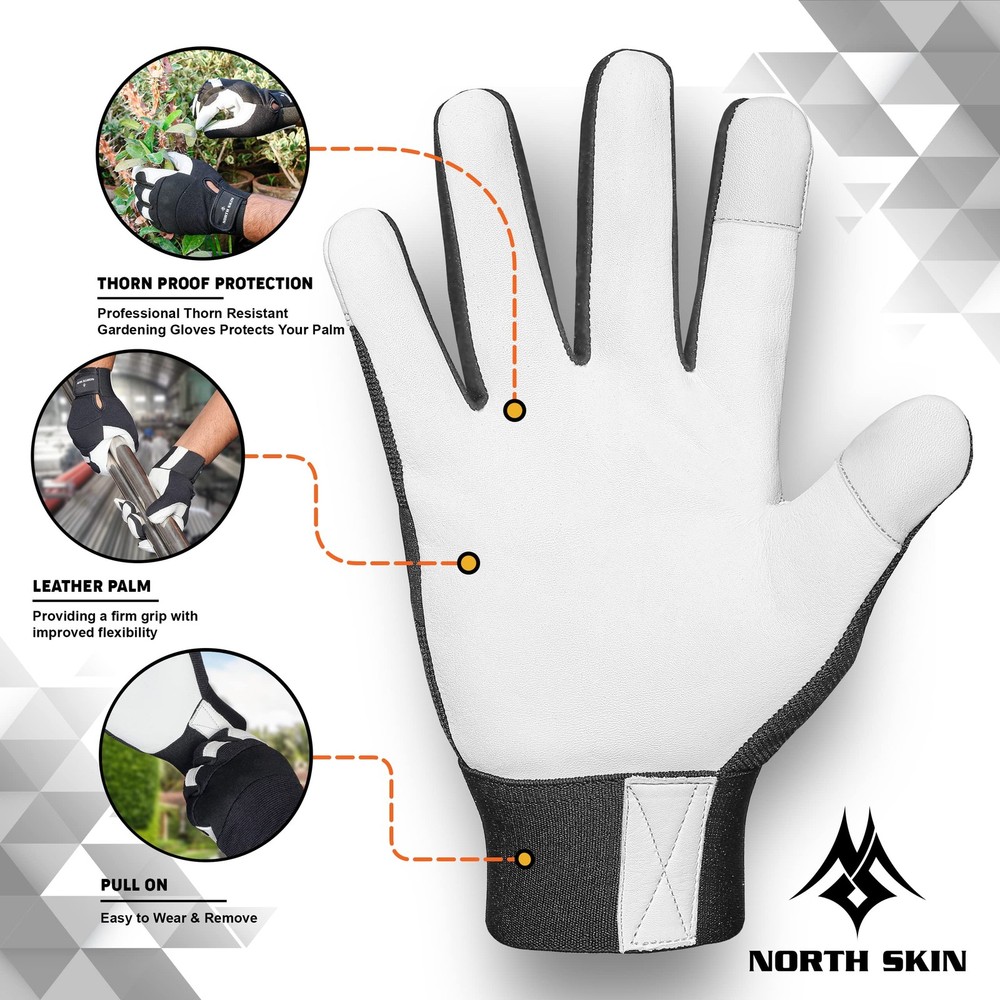 Gardening Thorn-Proof Working Gloves with Touch Screen Support, Thick Leather...