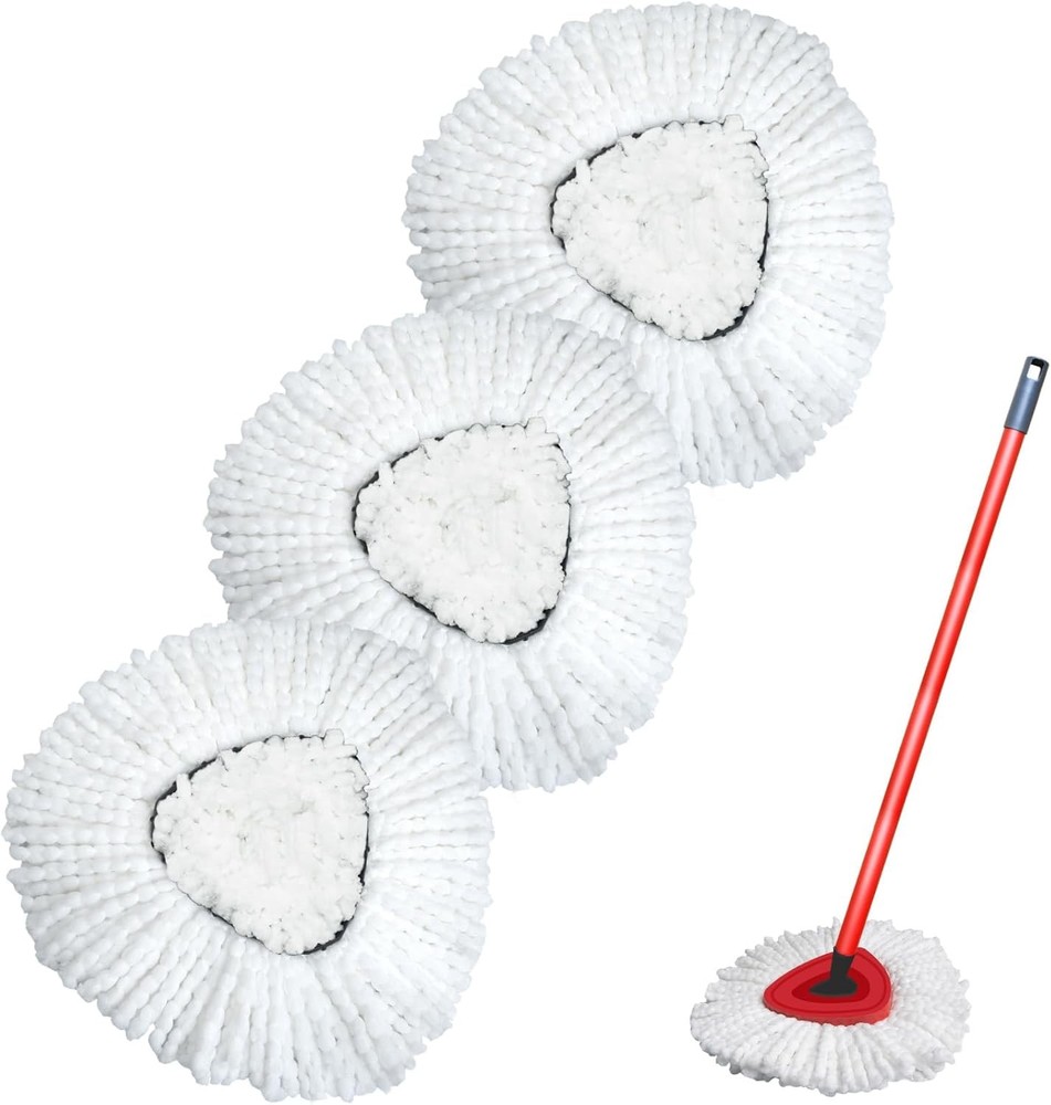 GFRE 3 Mop Head Replacements Compatible With Vileda Turbo Spin(White-3Pcs)