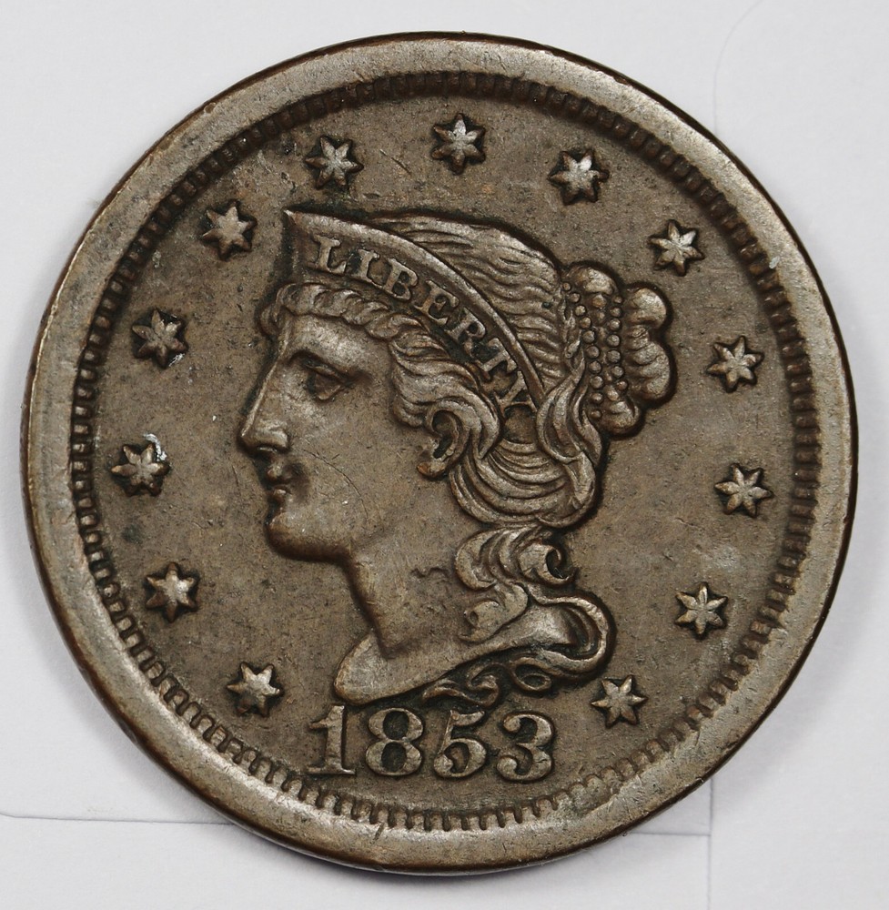1853 Large Cent.  AU.   161072